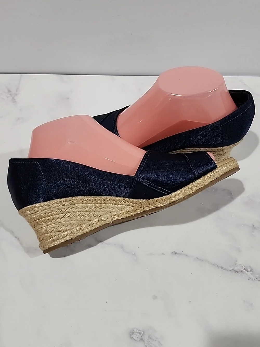 Easy Street Dark Blue Elegant Wedge Sandals